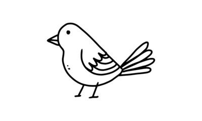 Fototapeta premium a cute little bird. pets animal cartoon coloring character collection for kids. easy funny animal drawing illustration for kids creativity. drawing guide book in vector design.