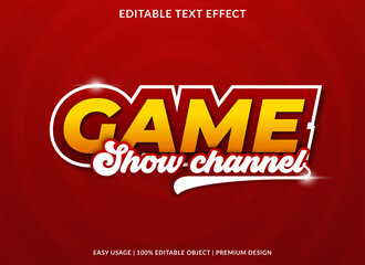 game show channel text effect template with bold style use for business brand and logo - obrazy, fototapety, plakaty