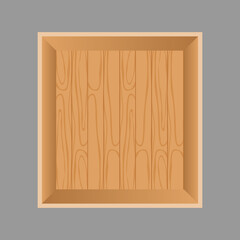 Wooden box, empty wooden box without a lid. Vector, cartoon illustration. Vector.