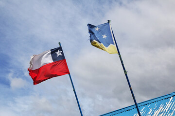 The flag in the village of Patagonia, Chile