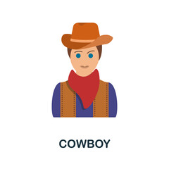 Cowboy flat icon. Color simple element from wild west collection. Creative Cowboy icon for web design, templates, infographics and more