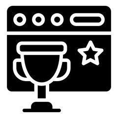 Trophy on web page, web award icon