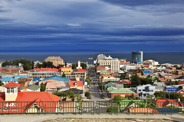 The panoramic view on Punta Arenas, Patagonia, Chile
