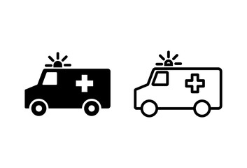 Ambulance icon set. ambulance truck icon vector. ambulance car