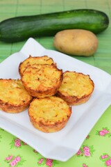Baked zucchini potato egg as snack or appetizer
