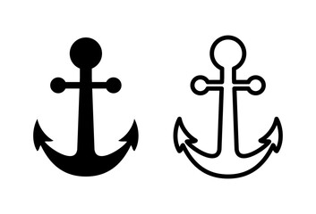 Anchor icon set. Anchor symbol logo. Anchor marine icon.