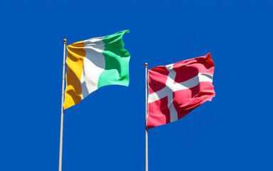 Flags of Cote d'Ivoire and Denmark.
