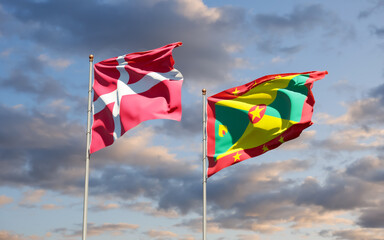Fototapeta premium Flags of Grenada and Denmark.