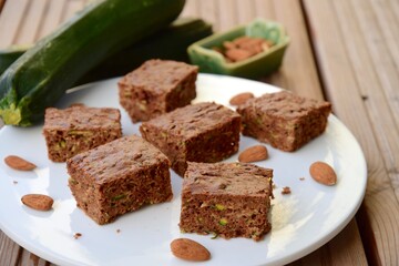 Gluten free almond chocolate zucchini brownies