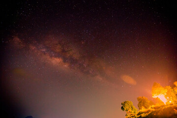 Abstract background of celestial stars, blurred wallpaper of the Milky Way at night, is a natural beauty. Seen during the time of the season