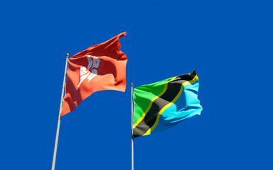 Flags of Tanzania and Hong Kong HK.