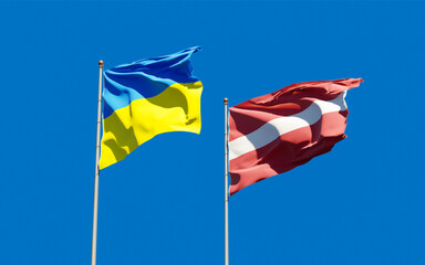 Flags of Latviaraine and Latvia.