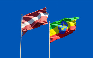 Naklejka premium Flags of Latvia and Latvia.