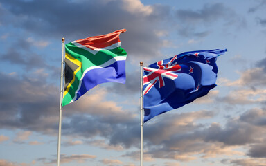 Flags of South Africa and New Zealand.