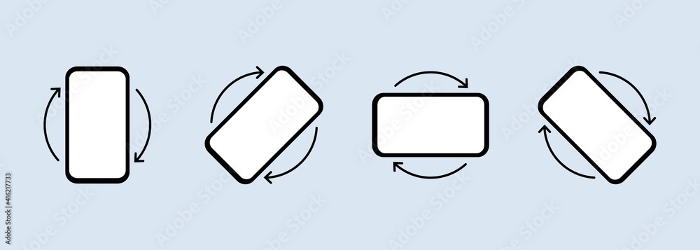 Poster Rotate Mobile phone. Mobile screen rotation. Turn your device. Rotate smartphone icon set for web site or mobile app. Vector EPS 10