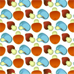 Seamless pattern with colorful mushrooms