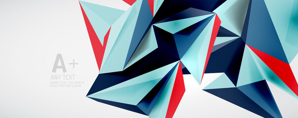 Vector triangle geometric backgrounds. Low poly 3d shape on light backdrop. Vector illustration for covers, banners, flyers and posters and other designs