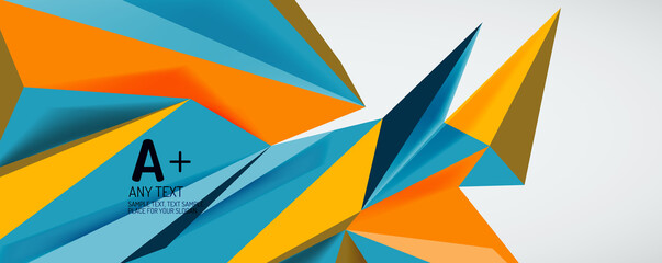 Vector triangle geometric backgrounds. Low poly 3d shape on light backdrop. Vector illustration for covers, banners, flyers and posters and other designs