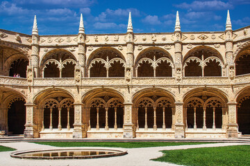Fototapeta premium The Hieronymites Monastery, Mosteiro dos Jeronimos is located in Lisbon Portugal