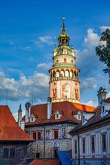 Fototapeta na wymiar St. Vitus Church and cityscape Cesky Krumlov, Czech republic. UNESCO World Heritage Site