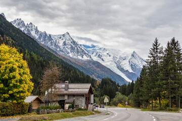 The high mountains of Haute Savoie in autumn. French Alps near Vallorcine, Chamonix-Mont-Blanc,...