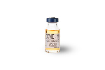Ampoule of COVID-19 VACCINE isolated on white background