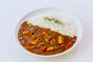 Curry rice with fried pork. Japanese food Tonkatsu curry rice