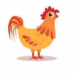 vector illustration of a funny rooster with a frightened look. Isolated on a white background