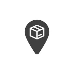 Parcel location vector icon. filled flat sign for mobile concept and web design. Package delivery tracking glyph icon. Symbol, logo illustration. Vector graphics