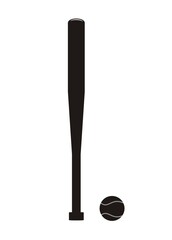 Baseball bat and ball. Simple flat illustration.