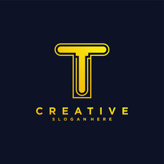 Creative letter t logo with modern,golden color style concept. premium vektor. part 2