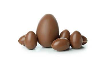 Easter chocolate eggs isolated on white background