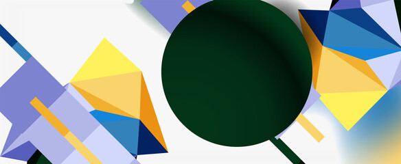 Trendy 3d geometric composition, design template for business or technology presentation, internet poster or web brochure cover