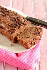 Homemade Zucchini Chocolate Cake with Chocolate Chips 