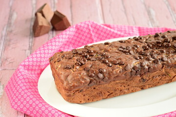 Homemade Zucchini Chocolate Cake with Chocolate Chips 