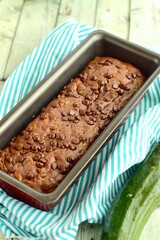 Homemade Zucchini Chocolate Cake with Chocolate Chips 