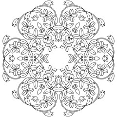 Simple Mandala Shape for Coloring. Vector Mandala. Circular. Flower. Oriental. Coloring Book Page. Outline.
