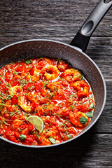 Prawn karahi - tomato shrimp curry, top view