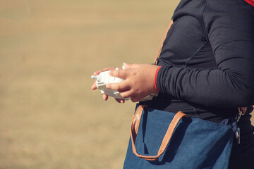 the boy is holding a quadrocopter remote