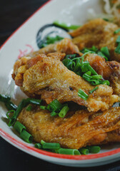 Hot Meat Dishes, Fried Chicken Wings with spicy Sauce