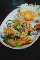 Hot Meat Dishes, Fried Chicken Wings with spicy Sauce