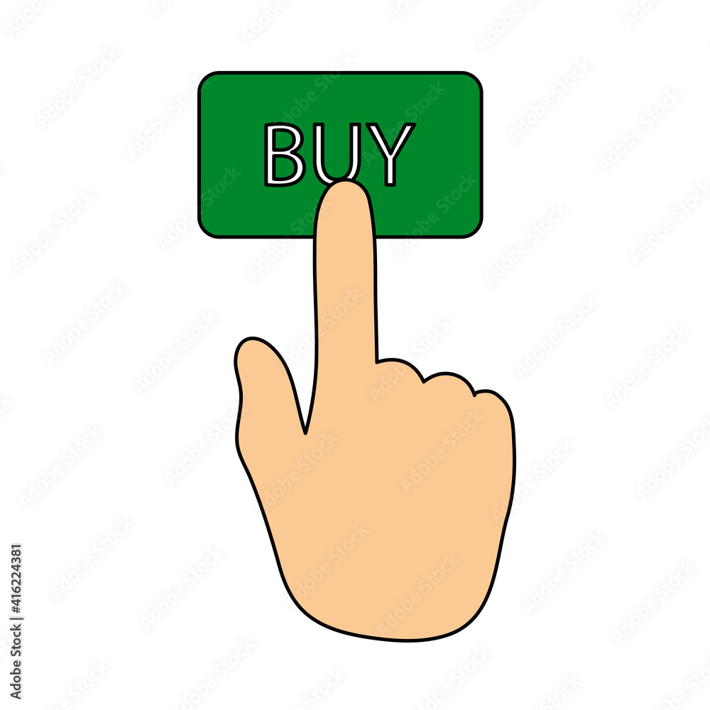 Sticker finger push the buy button icon