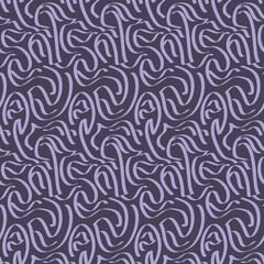Seamless Vector Abstract pattern ornament in Arabic and Japanese stile like calligraphy. Endless texture for print, Textile, wrapping, wallpaper, website, Banner. Purple.