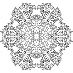 Simple Mandala Shape for Coloring. Vector Mandala. Circular. Flower. Oriental. Coloring Book Page. Outline.
