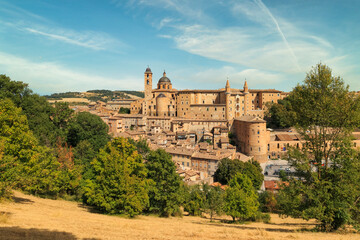 view of medieval castle in Urbino, Marche, Italy.