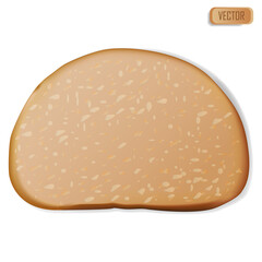 slice of wheat bread. Realistic isolated on white background vector illustration