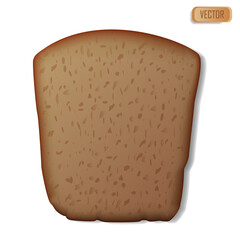 slice of rye bread. Realistic isolated on white background vector illustration