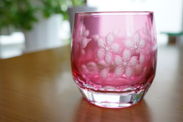 江戸切子 桜模様1