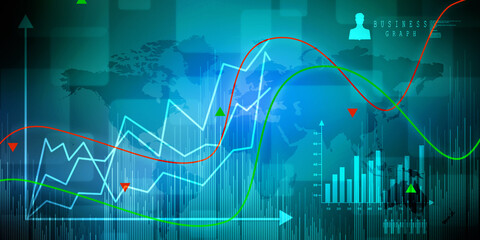 2d rendering Stock market online business concept. business Graph 

