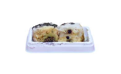 Dessert with fungus in white tray  isolated on white background , clipping path